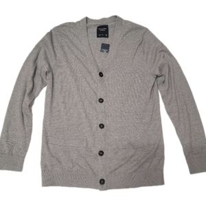 Abercrombie and Fitch Mens Heather Gray Grandpa Cardigan Sweater
